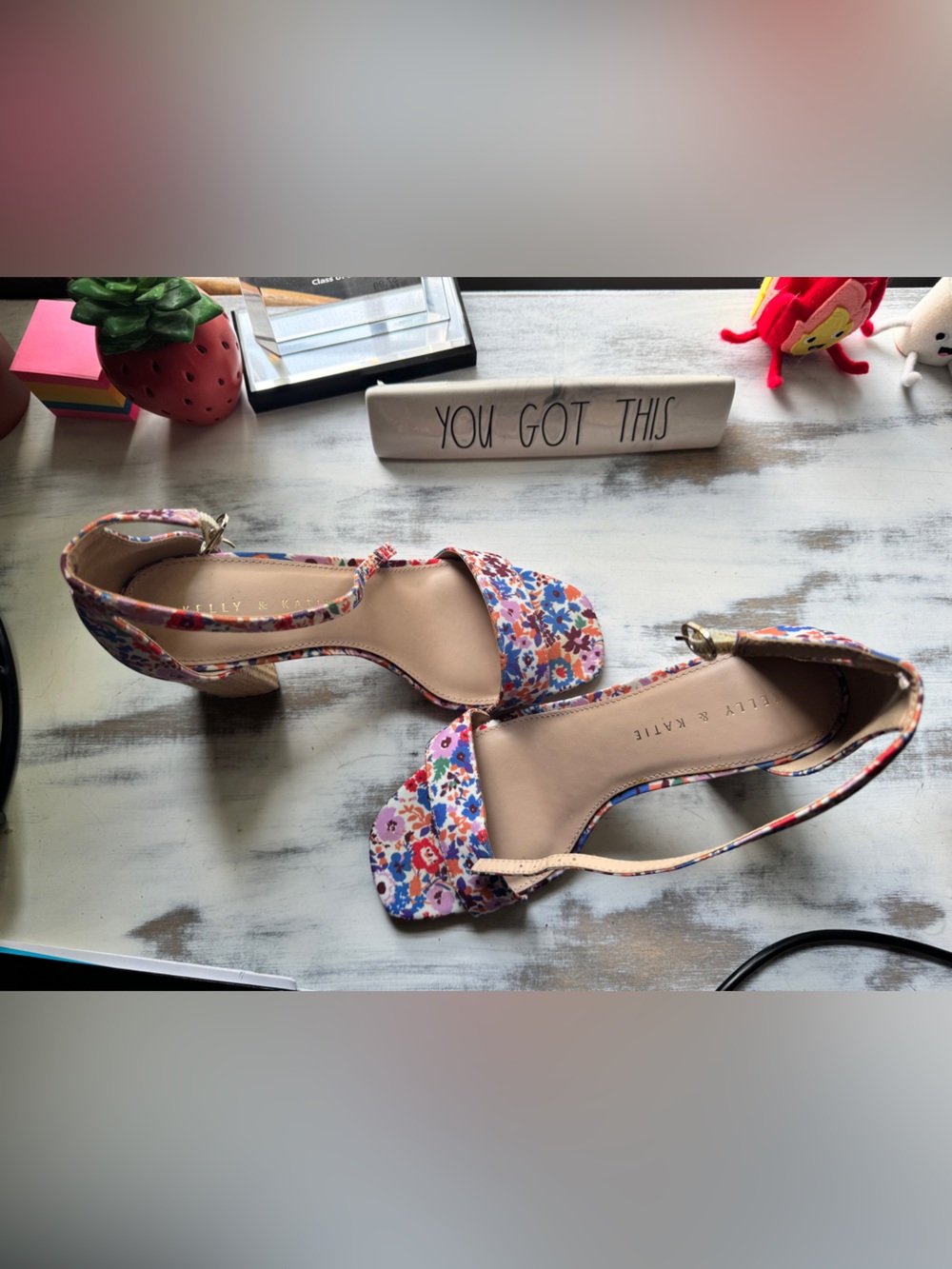 Kelly & Katie Floral Multicolor Block Heel Sandals